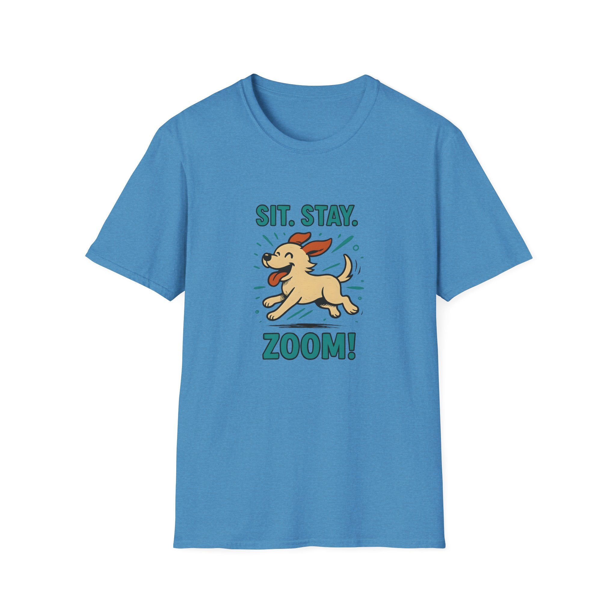 Sit. Stay. Zoom Green and Tan Design. Unisex Softstyle T-Shirt