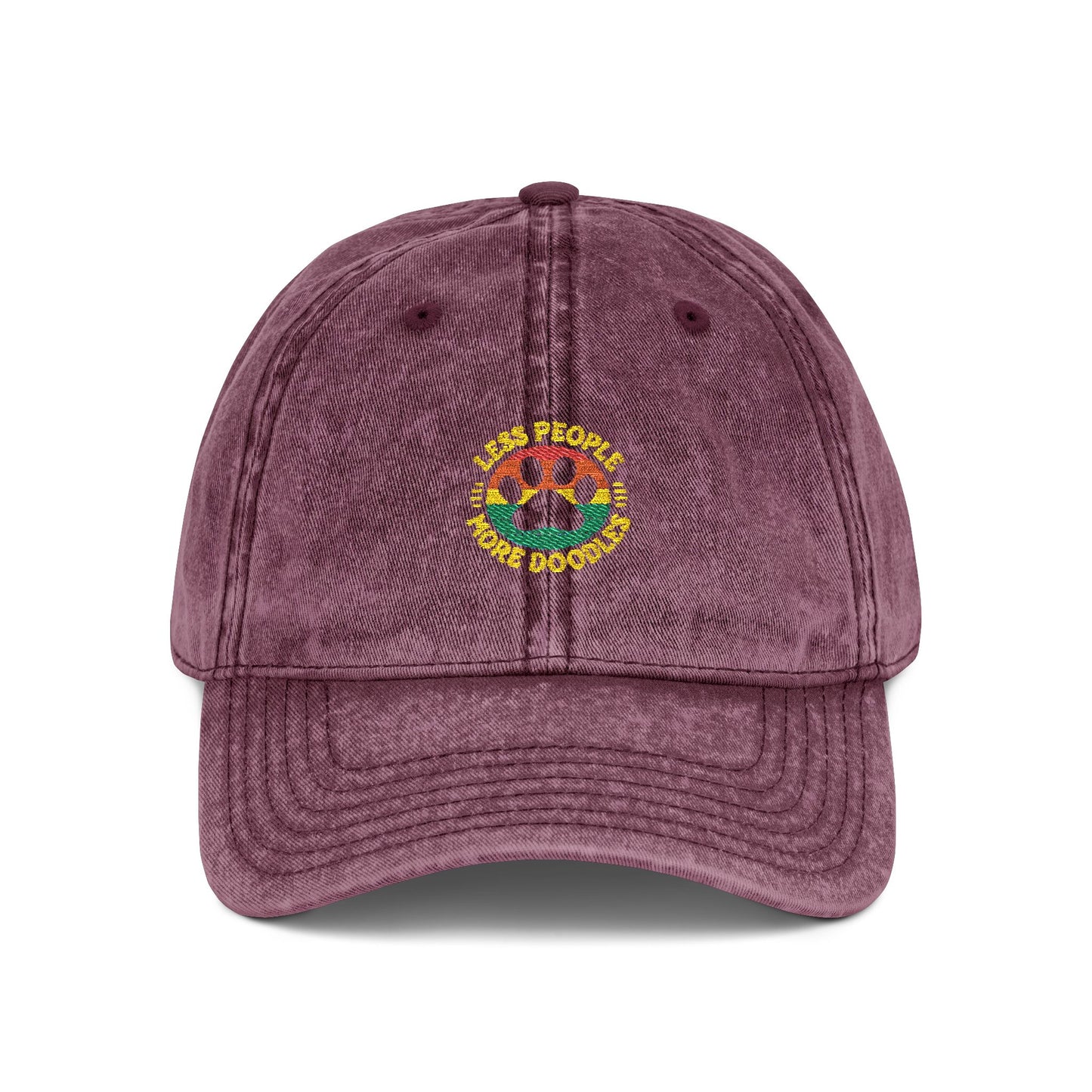 Vintage Embroidered Dog Cap, Less People - More Doodles, Casual Baseball Hat, Gift for Pet Lovers