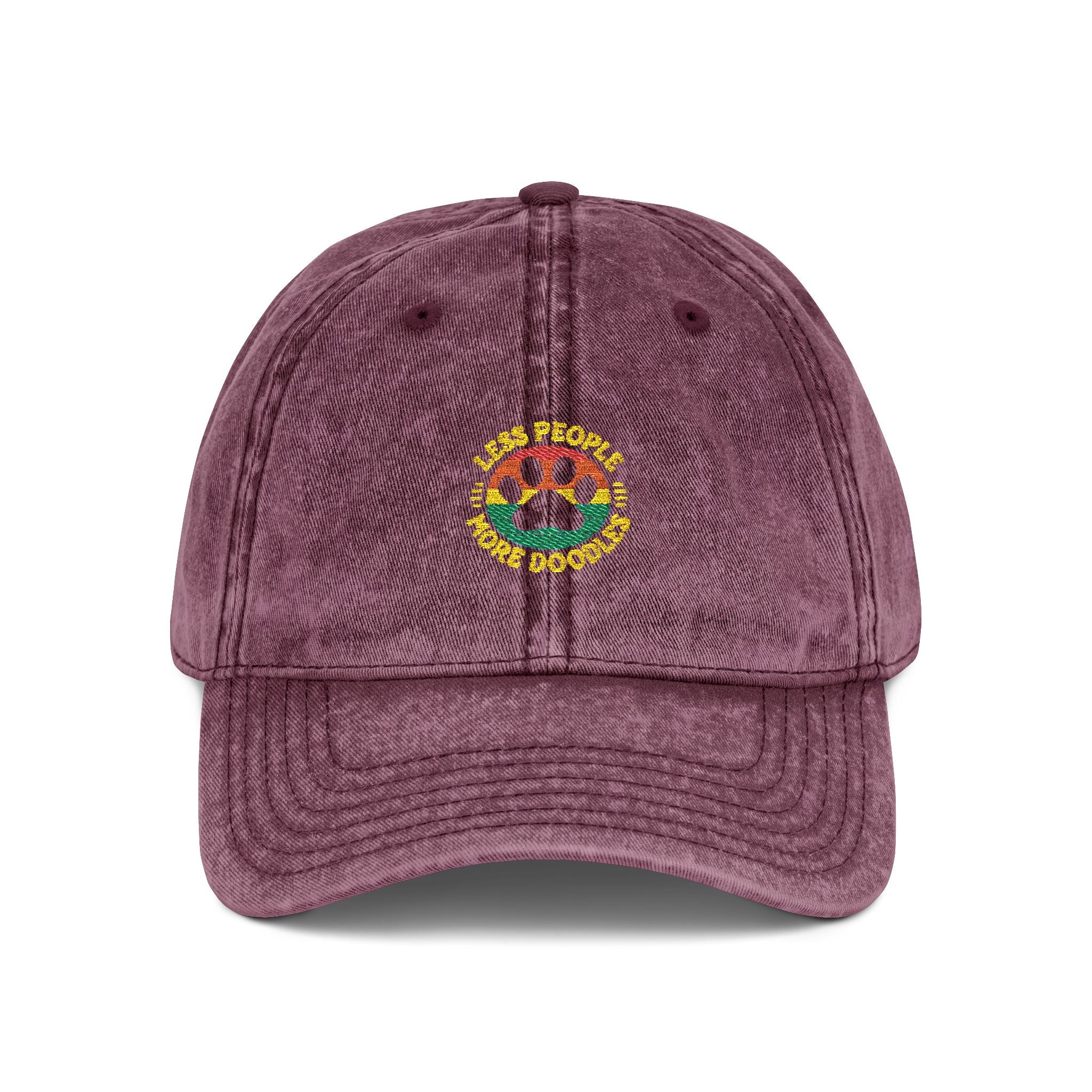 Vintage Embroidered Dog Cap, Less People - More Doodles, Casual Baseball Hat, Gift for Pet Lovers