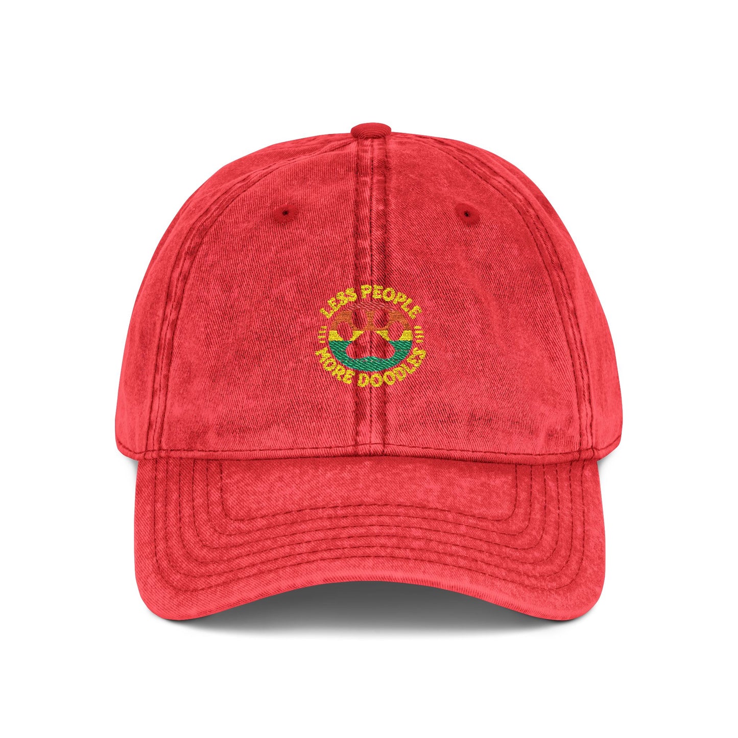 Vintage Embroidered Dog Cap, Less People - More Doodles, Casual Baseball Hat, Gift for Pet Lovers
