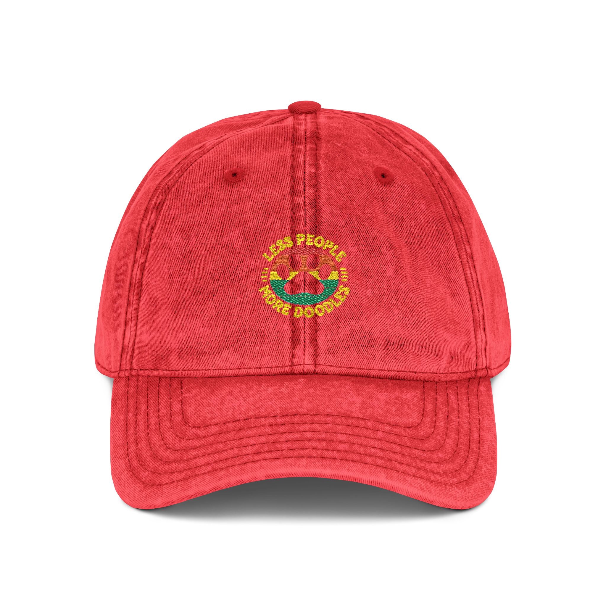 Vintage Embroidered Dog Cap, Less People - More Doodles, Casual Baseball Hat, Gift for Pet Lovers