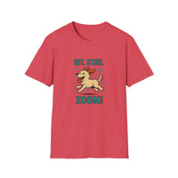 Sit. Stay. Zoom Green and Tan Design. Unisex Softstyle T-Shirt