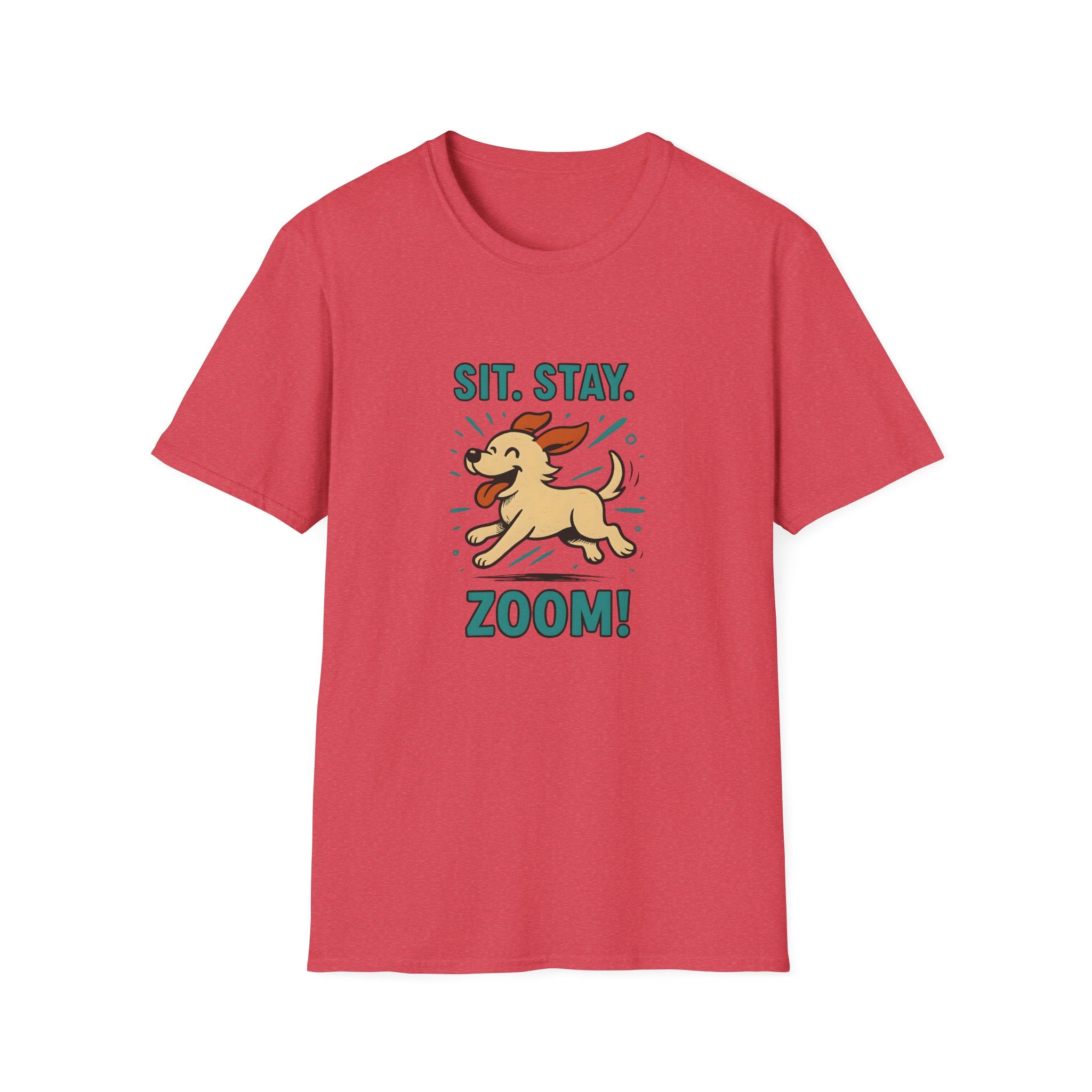 Sit. Stay. Zoom Green and Tan Design. Unisex Softstyle T-Shirt