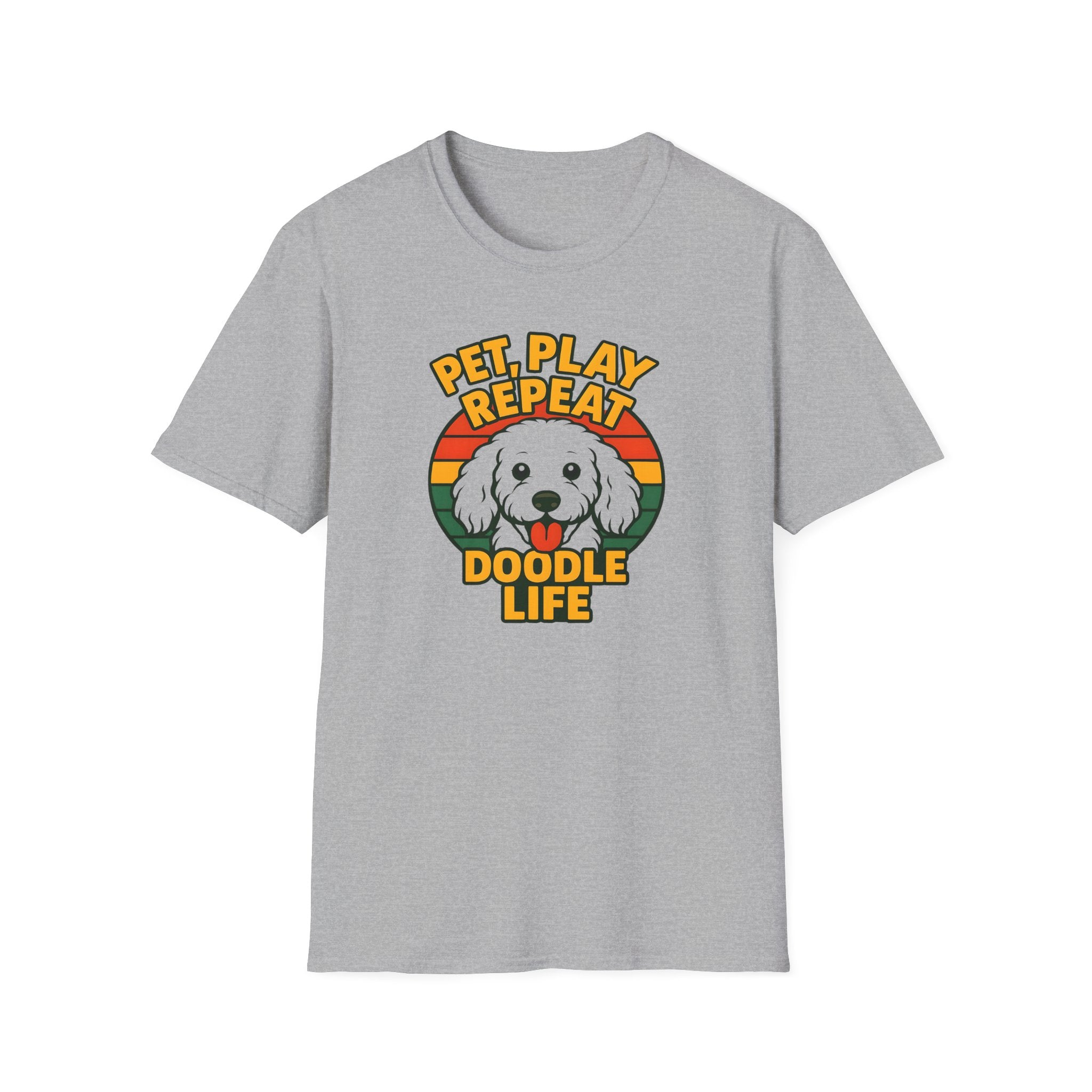 Pet. Play. Repeat. Doodle Life Pet Lover T-Shirt, Cute Dog Shirt, Pet Play Repeat Tee, Gift for Dog Owners, Animal Lover Apparel
