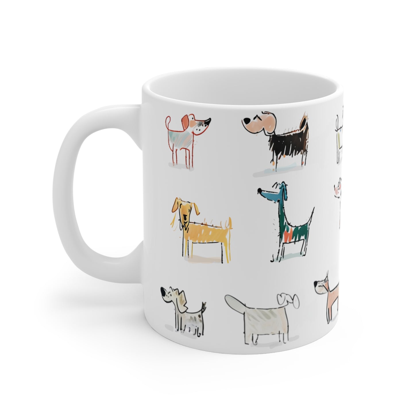 Colorful Doodle Dog-Themed Coffee Mugs, Cute Dog Cup, Pet Lover Gift, Coffee Cup