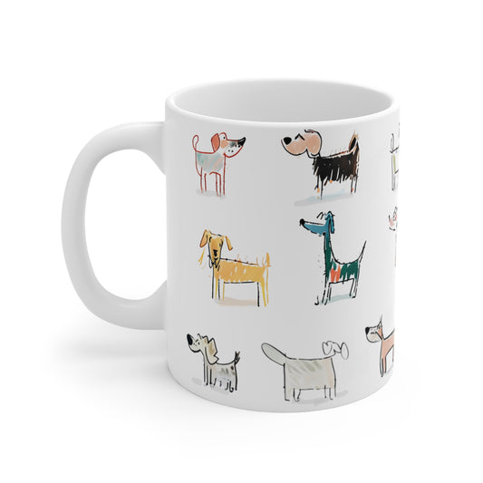 Colorful Doodle Dog-Themed Coffee Mugs, Cute Dog Cup, Pet Lover Gift, Coffee Cup