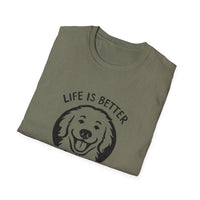 Unisex Softstyle T-Shirt, Life is Better with a Doodle, Funny Dog Shirt, Goldendoodle Tee