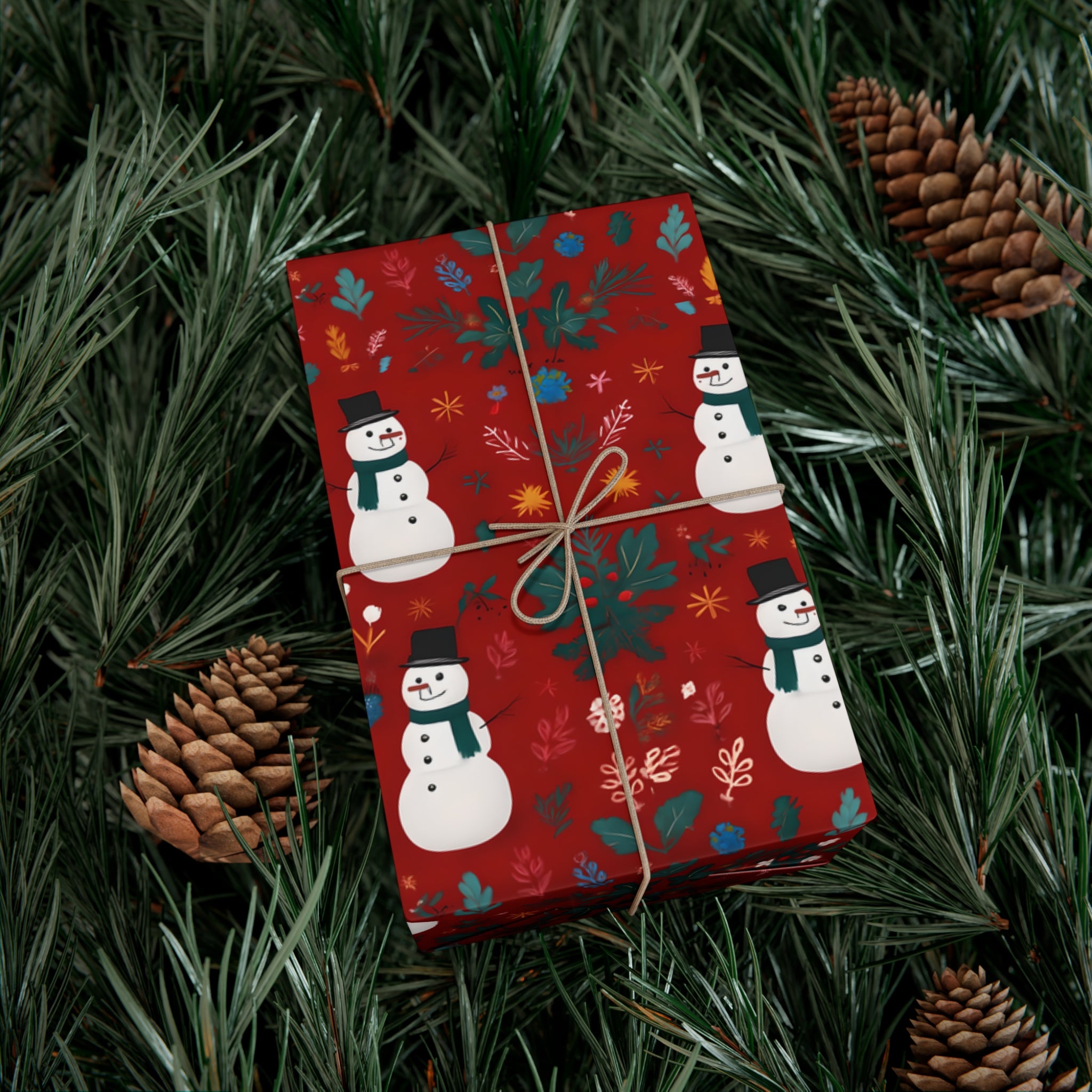 Gift Wrap Paper - Festive Holiday Christmas Snowman Design