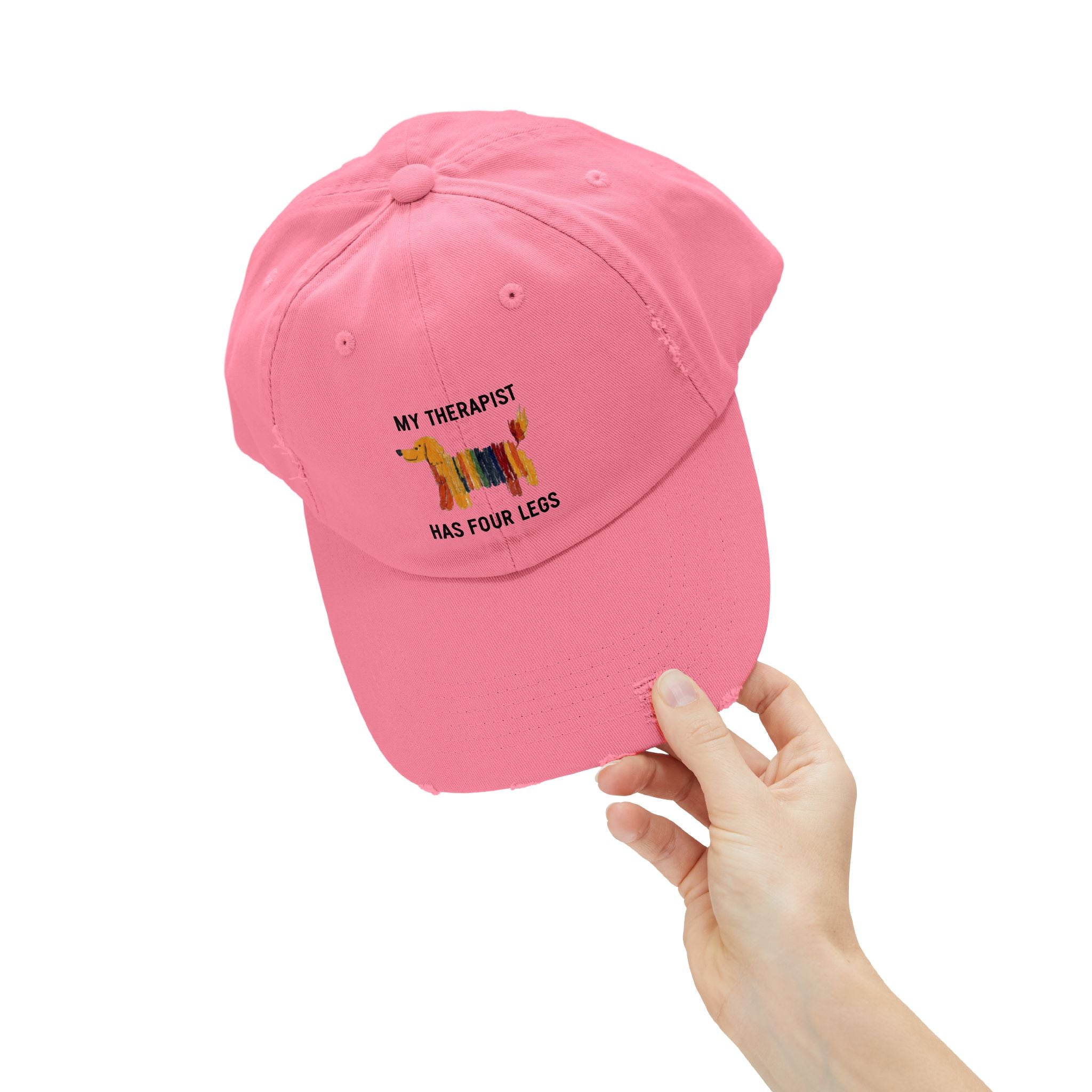 Unisex Distressed Cap: My Therapist Has Four Legs Hat