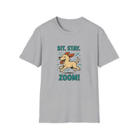 Sit. Stay. Zoom Green and Tan Design. Unisex Softstyle T-Shirt