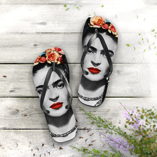 Frida Kahlo With Flowers Poster Artwork Flip-Flops