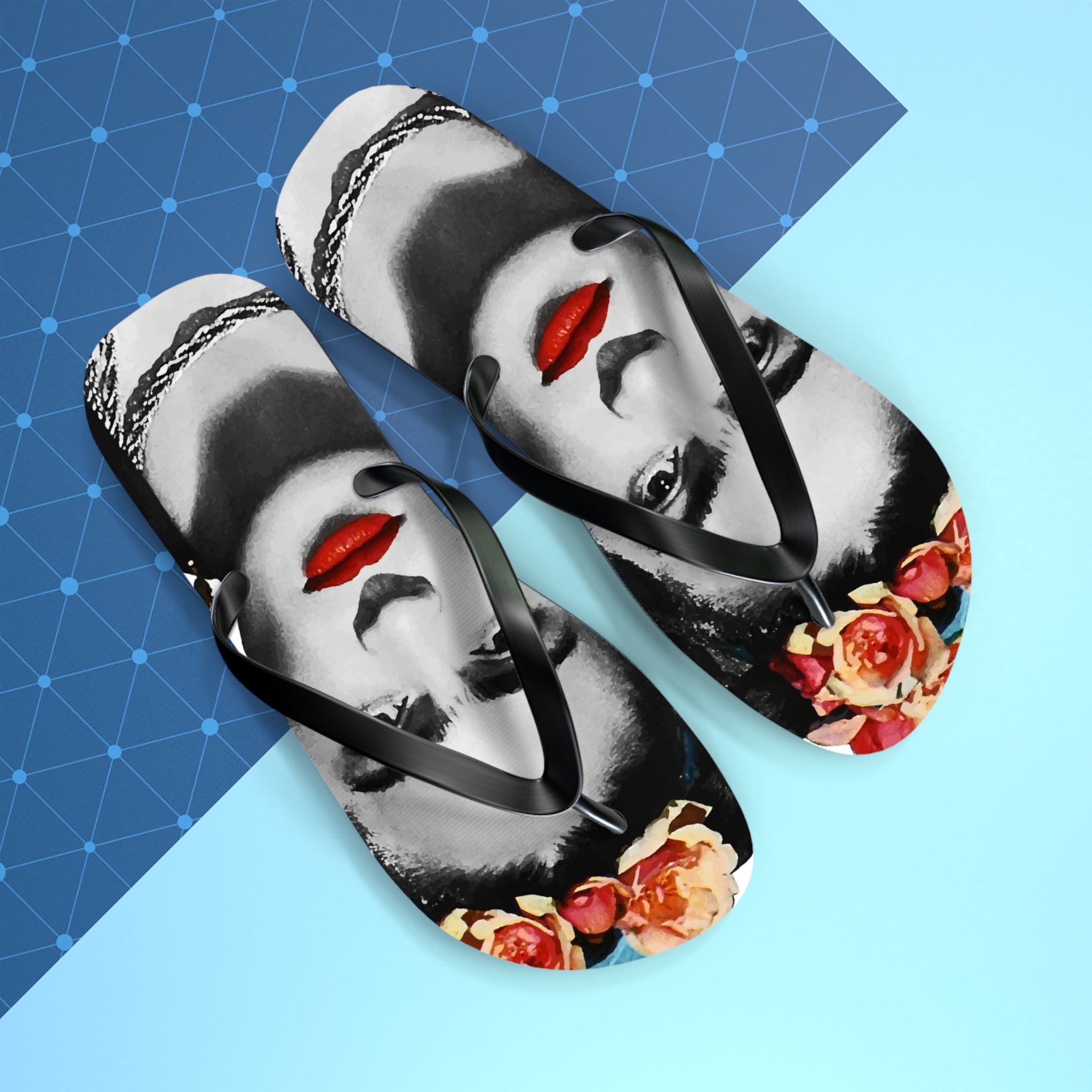 Frida Kahlo With Flowers Poster Artwork Flip-Flops