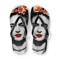 Frida Kahlo With Flowers Poster Artwork Flip-Flops