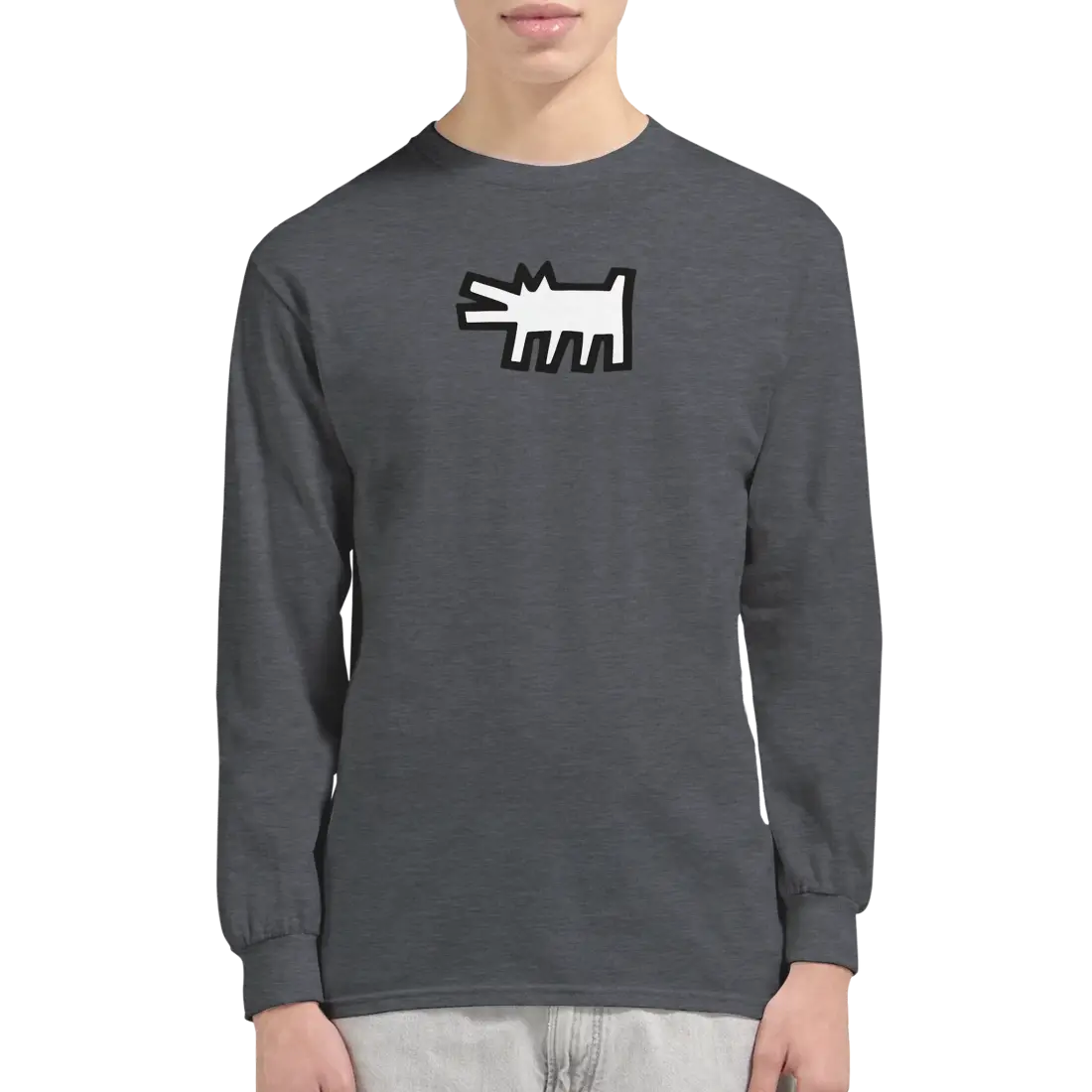 Haring's - The Barking Dog Icon, 1990 Street Art Long Sleeve Shirt