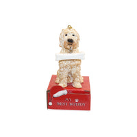 Goldendoodle with Bone Ornament